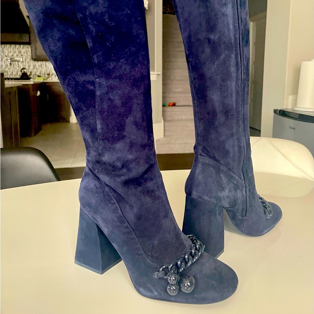 Tory Burch Blue Suede Boots